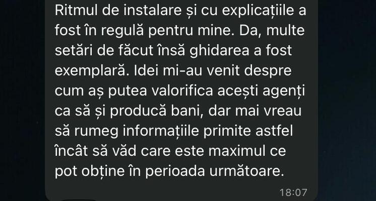 Testimonial cursant - feedback curs agenti AI